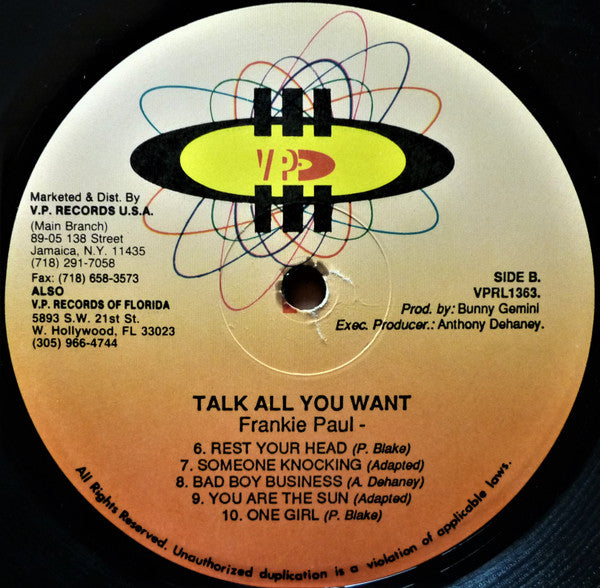 Frankie Paul : Talk All You Want (LP, Album)