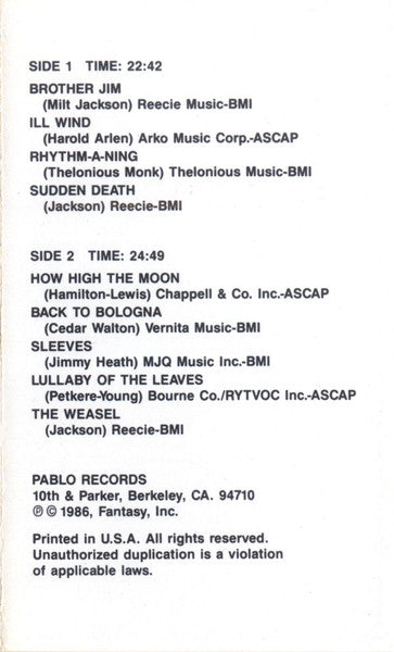 Milt Jackson And His Gold Medal Winners : Brother Jim (Cass, Album, Dol)