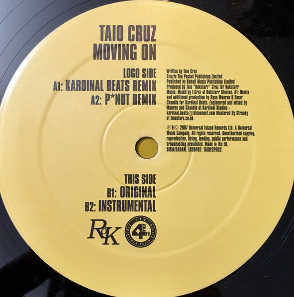 Taio Cruz : Moving On (12")