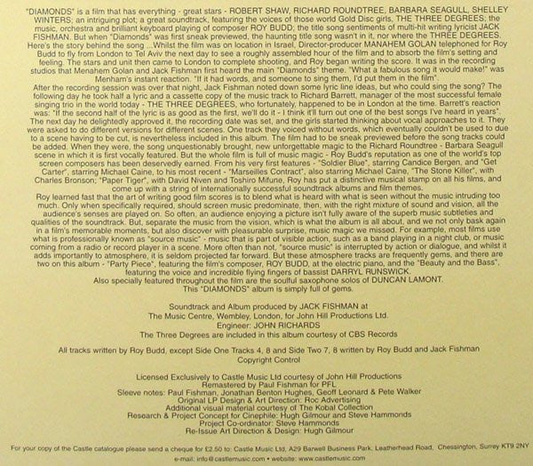 Roy Budd : Diamonds (Original Motion Picture Soundtrack) (LP, Album, RE, RM, Gat)