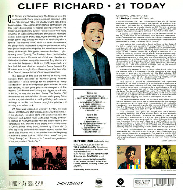 Cliff Richard : 21 Today (LP, Album, Ltd, RE, 180)