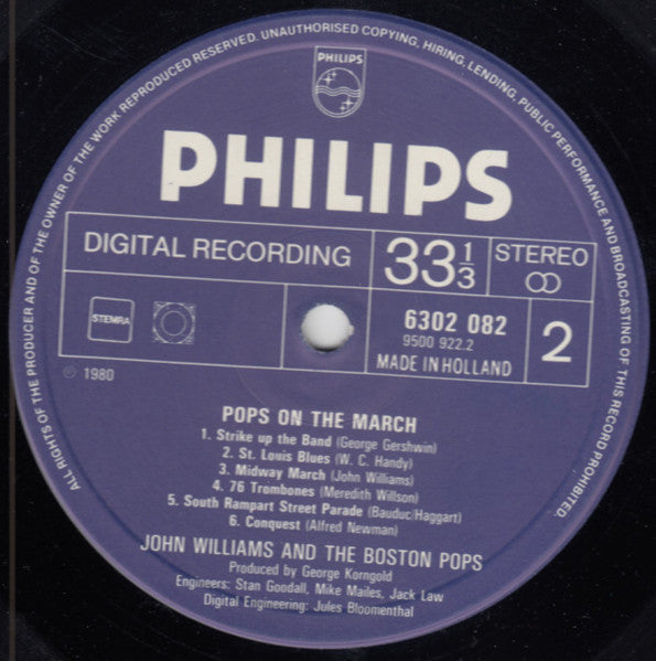 Boston Pops Orchestra Conducted By John Williams (4) : Pops On The March (LP, Album)