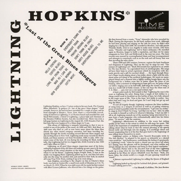 Lightning Hopkins* : Last Of The Great Blues Singers (LP, Album, Comp, RP)