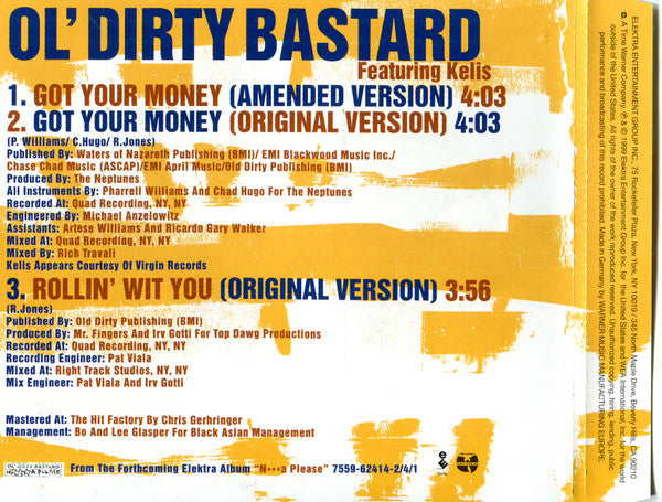 Ol' Dirty Bastard Featuring Kelis : Got Your Money (CD, Single)