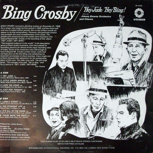 Bing Crosby With Jimmy Bowen Orchestra & Chorus : Hey Jude / Hey Bing! (LP, Album, RE)