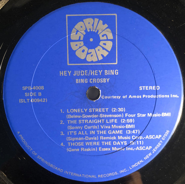 Bing Crosby With Jimmy Bowen Orchestra & Chorus : Hey Jude / Hey Bing! (LP, Album, RE)
