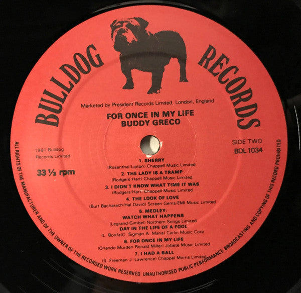 Buddy Greco : For Once In My Life (LP, Album)