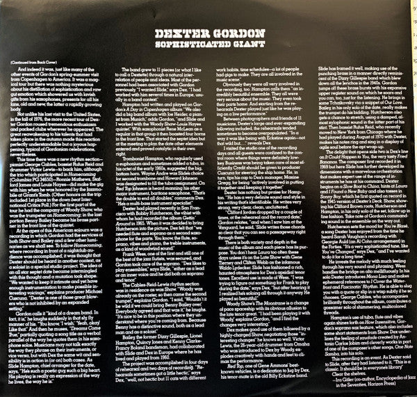 Dexter Gordon : Sophisticated Giant (LP, Album, RE)
