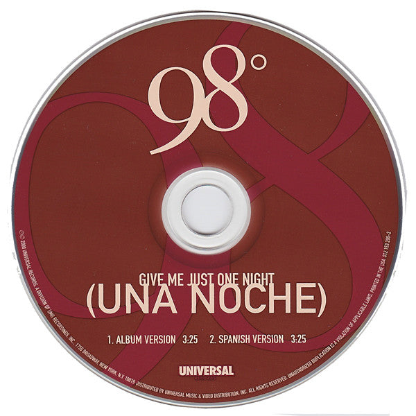 98°* : Give Me Just One Night (Una Noche) (CD, Single, Ltd)
