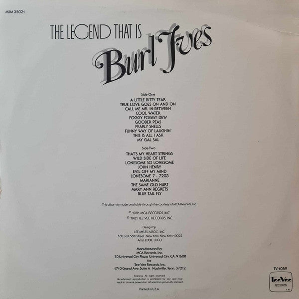 Burl Ives : The Legend That Is Burl Ives (LP, Album)