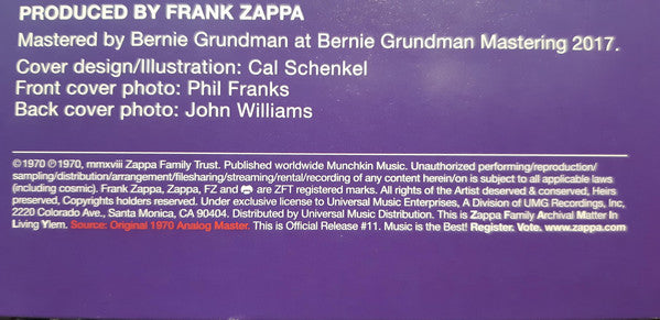 Frank Zappa : Chunga's Revenge (LP, Album, RE, RM, 180)