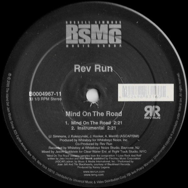 Rev Run* : Mind On The Road (12")