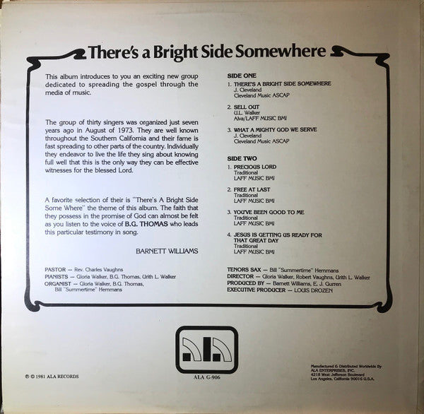 Rev. Charles Vaughns, New Pasadena United Christian Church Choir : There's A Bright Side Somewhere (LP, Album)