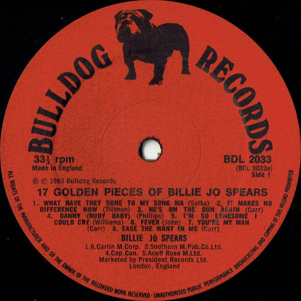 Billie Jo Spears : 17 Golden Pieces Of Billie Jo Spears (LP, Comp)