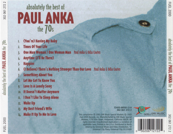 Paul Anka : Absolutely The Best Of Paul Anka The 70s (CD, Comp)