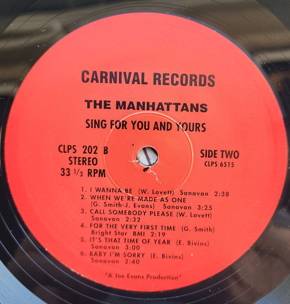 The Manhattans* : Sing For You And Yours (LP, Album, RE)