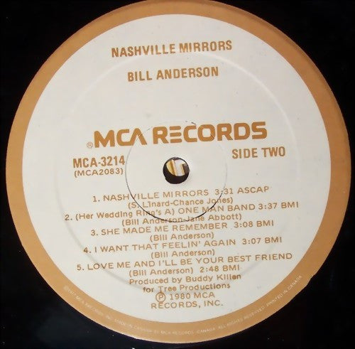 Bill Anderson (2) : Nashville Mirrors (LP, Album)