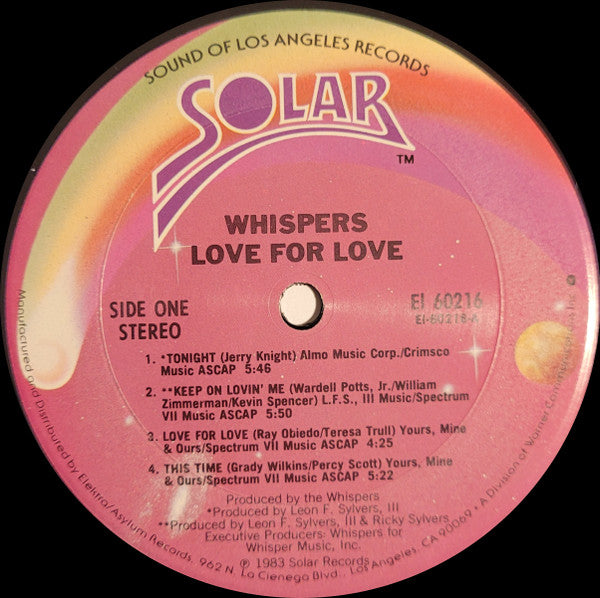 Whispers* : Love For Love (LP, Album, Club, Pit)