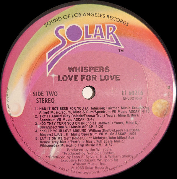 Whispers* : Love For Love (LP, Album, Club, Pit)
