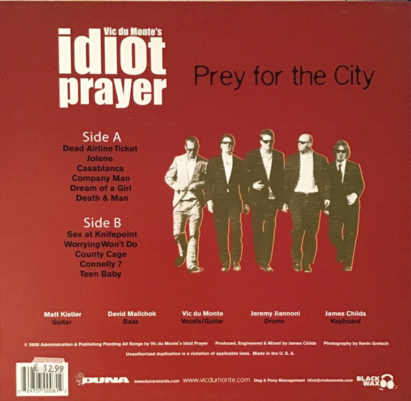 Vic Du Monte's Idiot Prayer : Prey For The City (LP, Album)