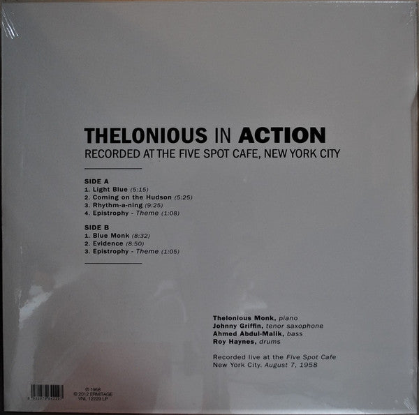 Thelonious Monk Quartet* With Johnny Griffin : Thelonious In Action (LP, Album, RE, 180)