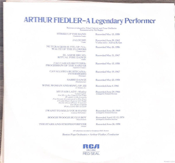 Arthur Fiedler : A Legendary Performer (LP, Comp, RM)