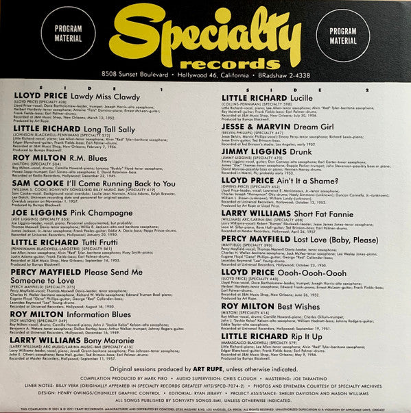 Various : Rip It Up: The Best Of Specialty Records (LP, Comp, Yel)
