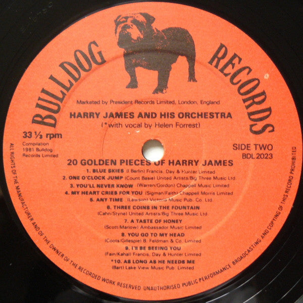Harry James And His Orchestra : 20 Golden Pieces Of Harry James (LP, Comp)