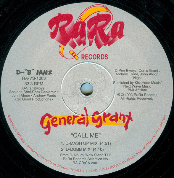 General Grant : Call Me (12")
