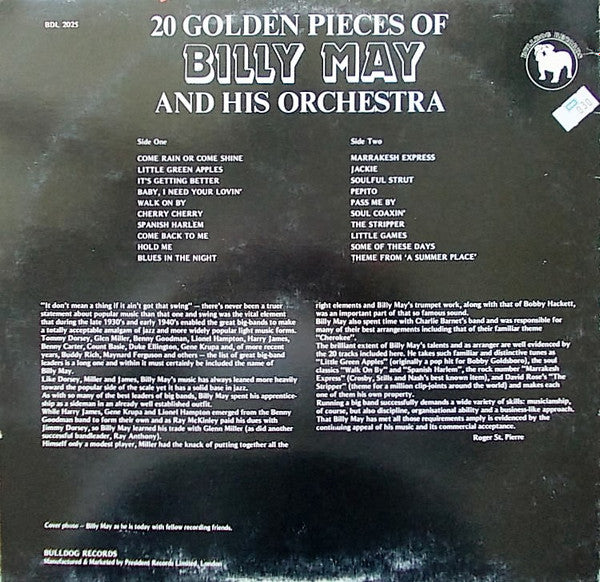 Billy May And His Orchestra : 20 Golden Pieces Of Billy May (LP, Comp)