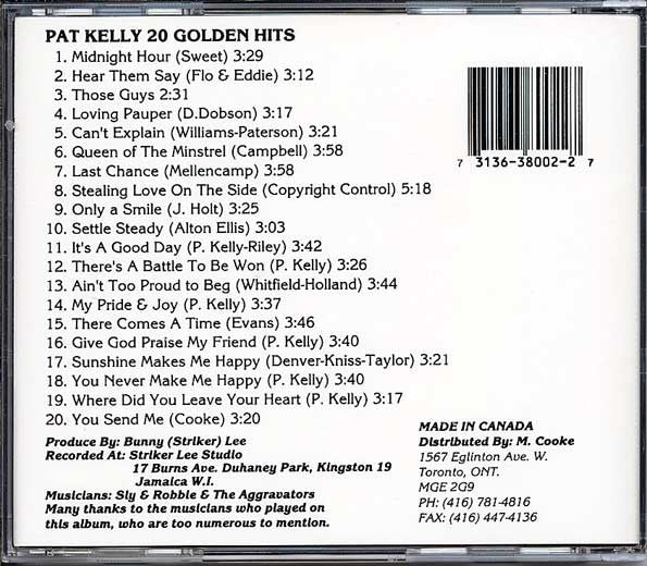 Pat Kelly : 20 Golden Hits (CD, Comp)