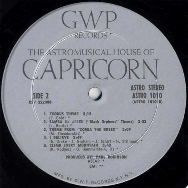 Unknown Artist : The Astromusical House Of Capricorn (LP, Album, Gat)
