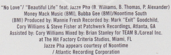 Big Tymers Feat. Jazze Pha : No Love (Beautiful Life) (12")