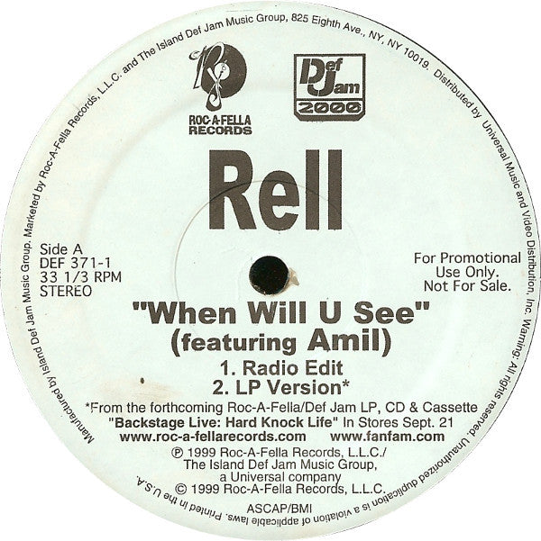 Rell : When Will U See (12", Promo)