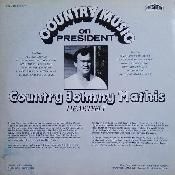 Country Johnny Mathis : Heartfelt (LP)