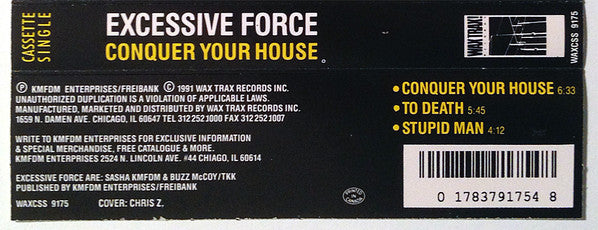 Excessive Force : Conquer Your House (Cass, Single, CrO)