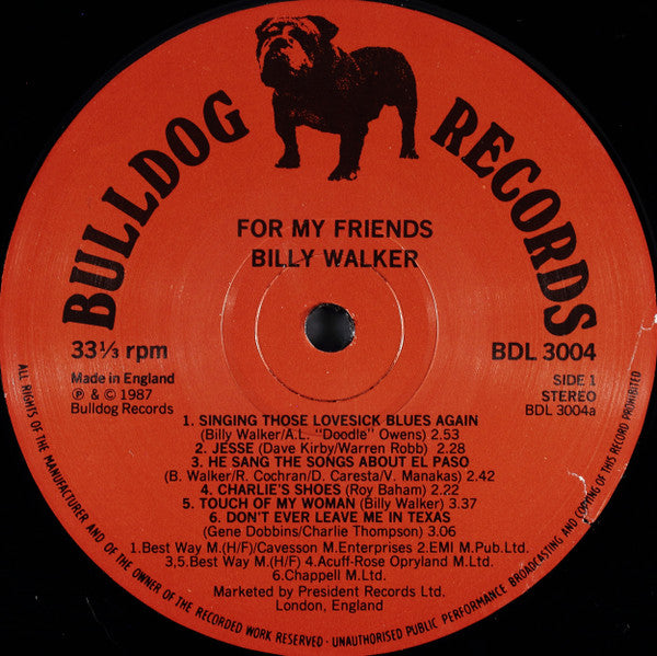 Billy Walker : For My Friends (LP)