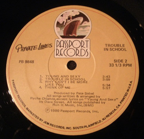 Private Lines : Trouble In School (LP, Album)