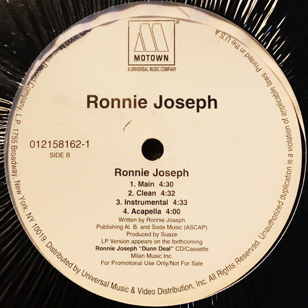 Ronnie Joseph : Oh Yeah (12", Single, Promo)