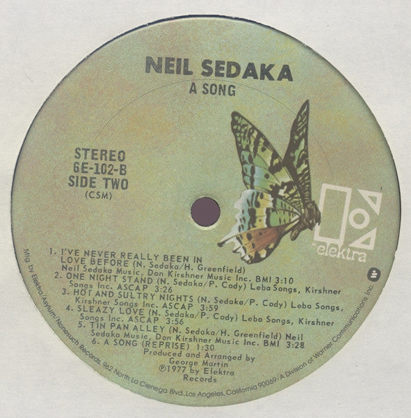 Neil Sedaka : A Song (LP, Album, CSM)