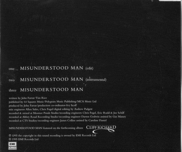 Cliff Richard : Misunderstood Man (CD, Single)