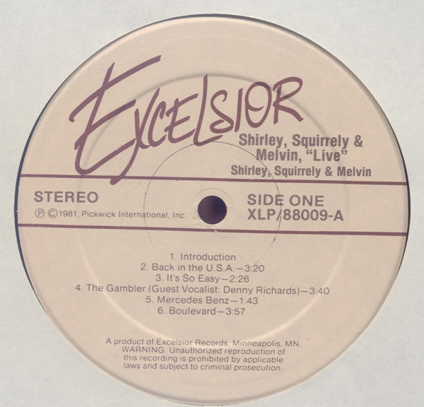 Shirley, Squirrely & Melvin* : Live (LP, Album)