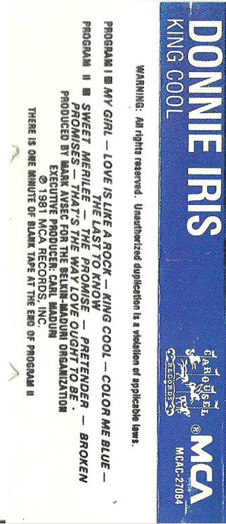 Donnie Iris : King Cool (Cass)