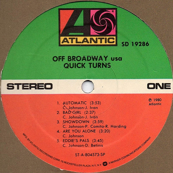 Off Broadway USA : Quick Turns (LP, Album, Spe)