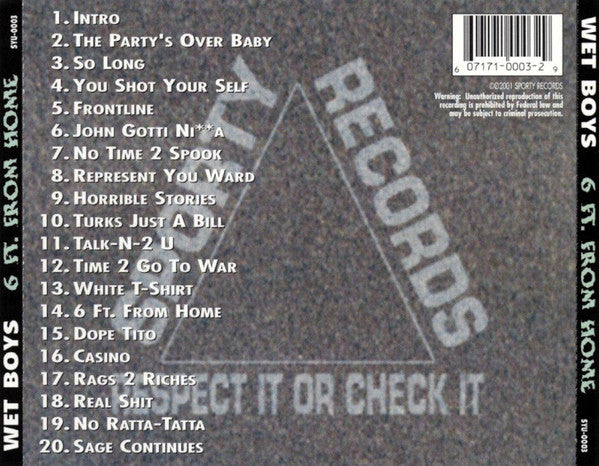 Wet Boys : 6 Ft. From Home (CD, Album)