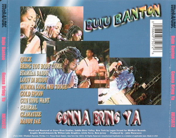 Buju Banton : Gonna Bring Ya (CD, Album, Unofficial)