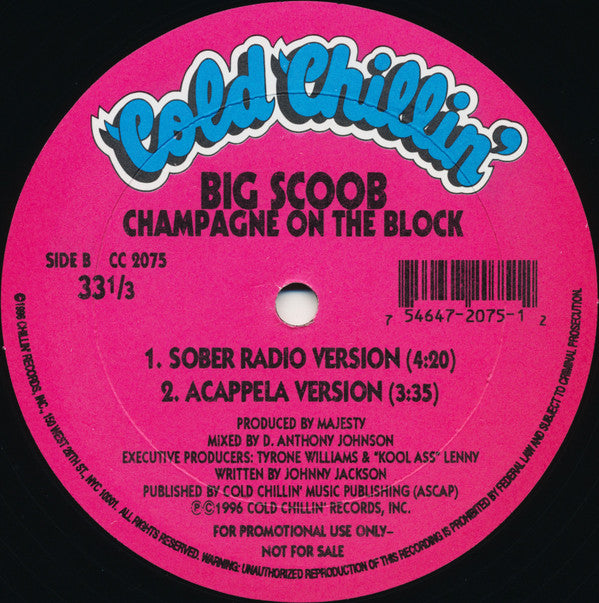 Big Scoob : Champagne On The Block (12", Promo)