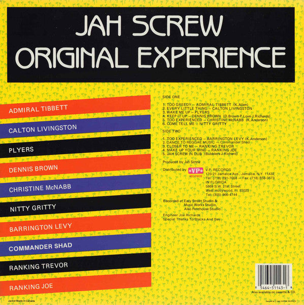 Various : Jah Screw Original Experience (LP, Comp)
