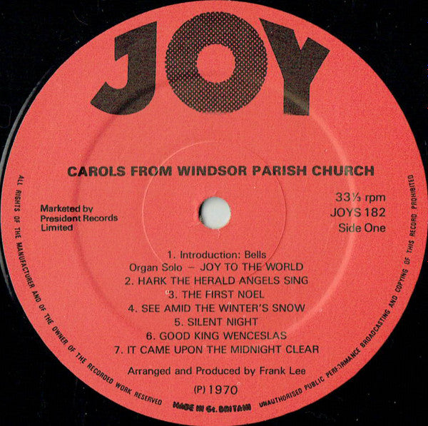 Rev. Leslie Badham, Dr. Leslie Smith, Boys Of The Royal Free Schools, Windsor, Benedict Gunner : Carols From Windsor Parish Church (LP, Album, RE)