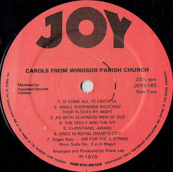 Rev. Leslie Badham, Dr. Leslie Smith, Boys Of The Royal Free Schools, Windsor, Benedict Gunner : Carols From Windsor Parish Church (LP, Album, RE)